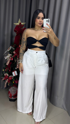 Cropped Tomara que Caia Com Botões - Preto - loja online