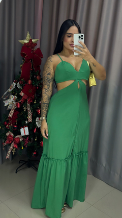 Vestido Longo Crepe Twill - Verde na internet