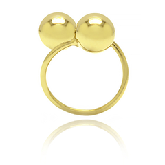 ANEL DUAS ESFERAS - BANHADO A OURO18K - comprar online