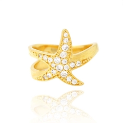 ANEL ESTRELA DO MAR CRAVEJADA - BANHADO A OURO 18K