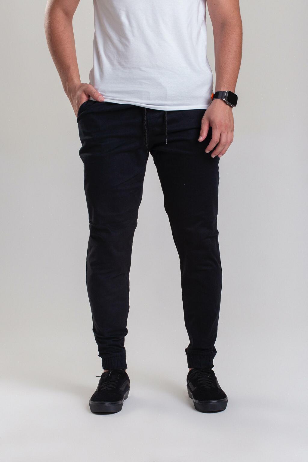 Calça jogger sarja preta 2025