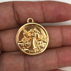 Pingente Medalha Dourada De Umbanda Candomblé - Donana Biju