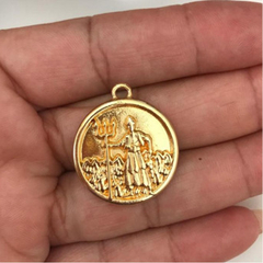 Pingente Medalha Dourada De Umbanda Candomblé - loja online