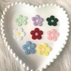 Aplique Flor de Organza e Crochê Para Laços e Tiaras