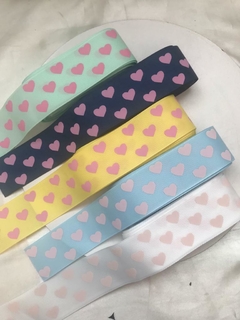 Kit de Fitas Estampadas Coração Com 5 Metros Marca Princess Ribbon