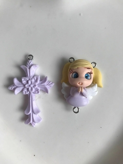 Kit Entremeio e Crucifixo de Biscuit Anjinhos para terço e dezena infantil na internet