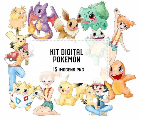 Kit Digital Pokemon Kids 170 Imagens em PNG