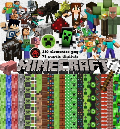 Minecraft- Kit Digital Grátis para Imprimir - Viver com Criatividade