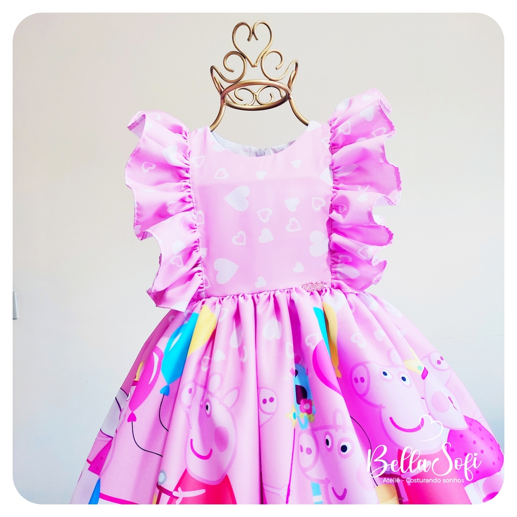 Vestido Infantil Peppa Pig Rosa Comprar em Bella Sofi