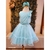 Vestido Infantil de Festa Azul Sobrep. Tule com Laço e Cinto Mon Sucré - 51.12.31.23.216