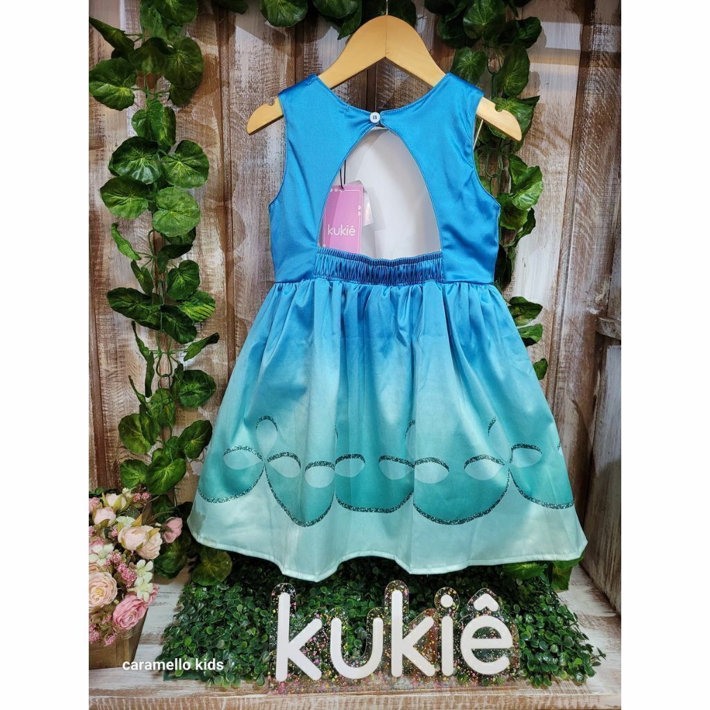 Vestido Infantil Verao Azul Princesa Poppy Trolls Kukie 73539