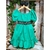 Vestido Infantil Mídi em Tricoline com Manga Puff Verde Esmeralda - UM + UM - 851082-282
