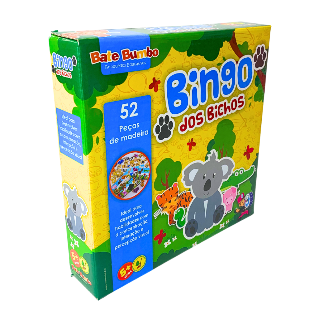 Jogo Bingo dos Dinossauros Brinquedo Educativo Madeira - Bate