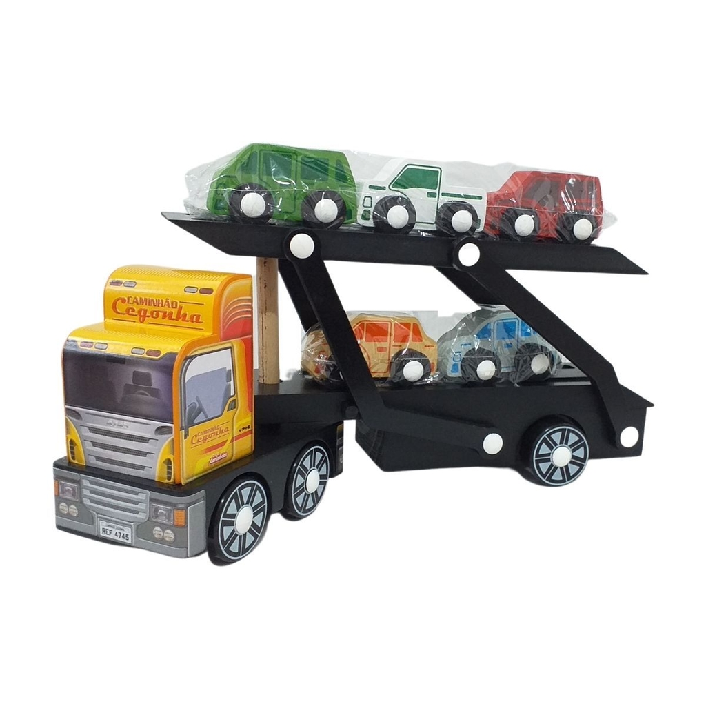 Kit 2 Cegonheira Truck Carreta Caminhão Brinquedo Com 8 Carros