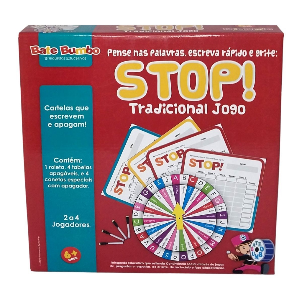 Jogo Stop Brinquedo Tradicional e Educativo com Roleta Brinquedos