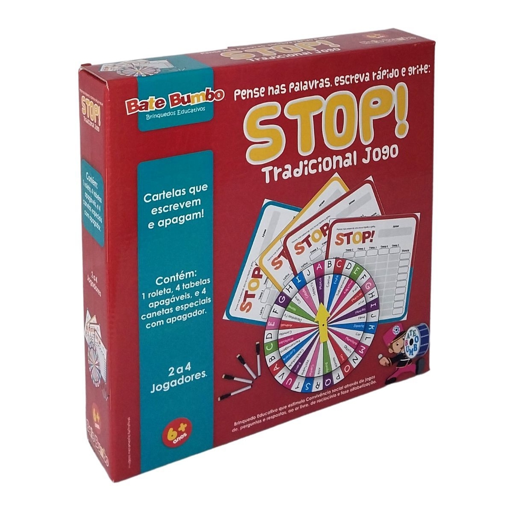 Jogo Stop Brinquedo Tradicional e Educativo com Roleta Brinquedos