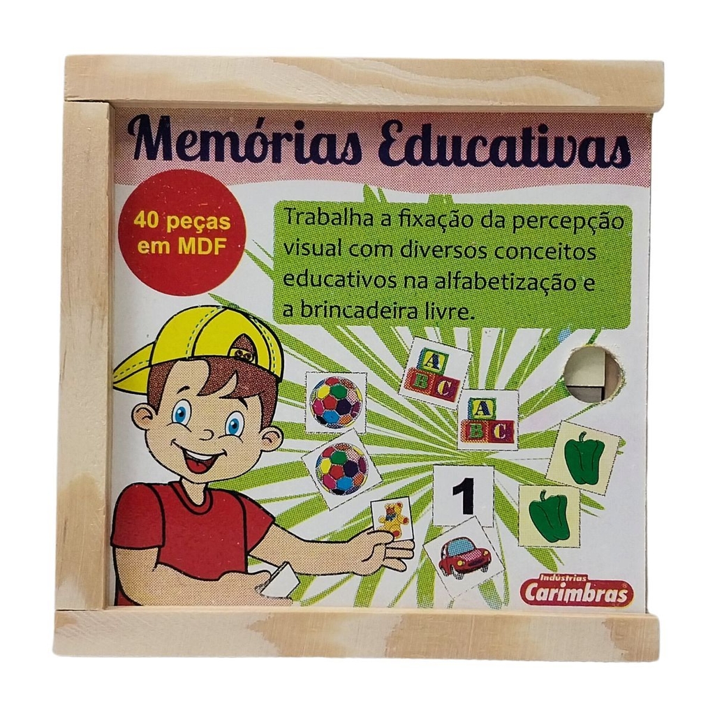 Jogo da Memória educativa em Inglês em madeira - Carimbrtas - Brinquedos Pé  de Jacaré