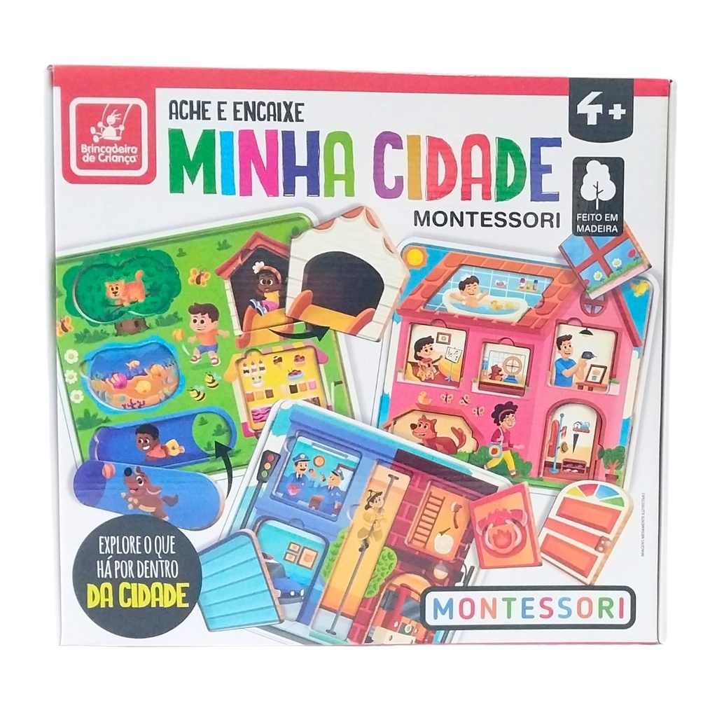 Conjunto de Três Peças de Encaixe em Madeira Montessori - Primeiros Jogos -  Compra na