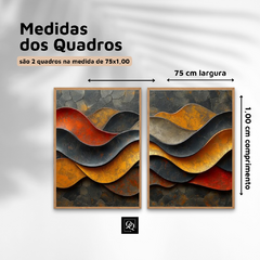 DUPLA DE QUADROS ABSTRATO ONDAS TERRAS COTA