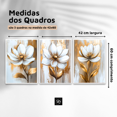 TRIO DE QUADROS FLORES DO CAMPO EFEITO PINTURA ÓLEO - Quadros & Quadrinhos