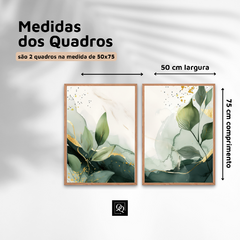 DUPLA DE QUADROS ABSTRATO FOLHAGENS VERDE - loja online