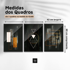 TRIO DE QUADROS GEOMÉTRICOS OURO na internet