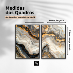 DUPLA DE QUADROS ABSTRATO MARMORIZADO SOFISTIC BLACK