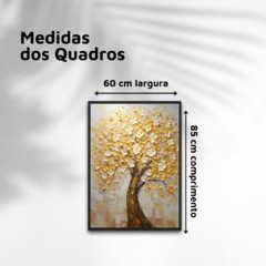 QUADRO ÁRVORE FLORAL ABSTRATA DOURADA - loja online