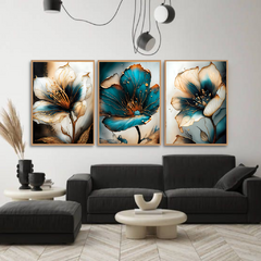 TRIO DE QUADROS ABSTRATOS BELAS FLORES