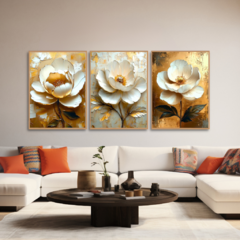 TRIO DE QUADROS FLORAIS MIRIAM - comprar online