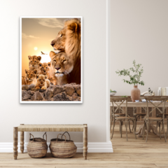 QUADRO FAMÍLIA LEÃO POR DO SOL - comprar online