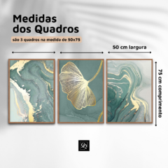 TRIO DE QUADROS ABSTRATO MARMORIZADO GINKGO - loja online