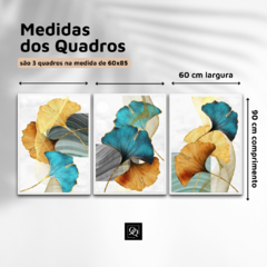 TRIO DE QUADROS FOLHAS GINKGO COLORIDOS na internet