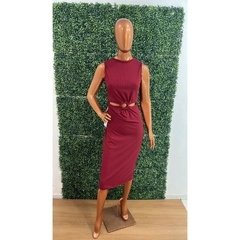 Vestido Feminino Midi No Canelado com detalhe de Argola na frente LVC20 na internet