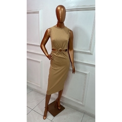 Vestido Feminino Midi No Canelado com detalhe de Argola na frente LVC20 - loja online