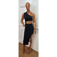 Vestido Midi com detalhe de Argola com Fenda Lateral Longo LVC18 na internet