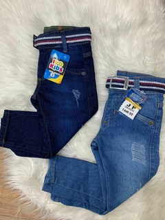 Calça Jeans Para Meninos Com Cinto e Regulador na Cintura Infantil - 1 ao 16 Anos na internet