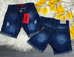 KIDS Shorts Jeans Hugo Boss Rasgadinho Na Barra Para Meninos Modelo de Grife Premium - 02 ao 16 Anos