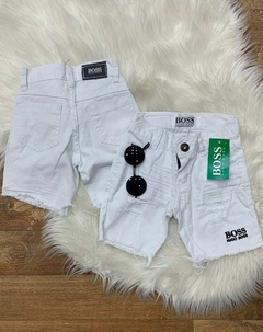 Bermuda Jeans Hugo Boss Branca Para meninos Modelo Grife Fim de Ano - 2 ao 16 Anos - comprar online