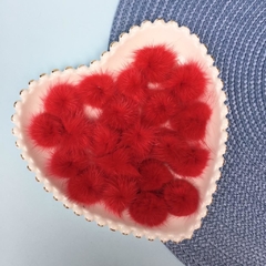 POMPOM ACHATADO VERMELHO (2,5CM) - 3 UNIDADES