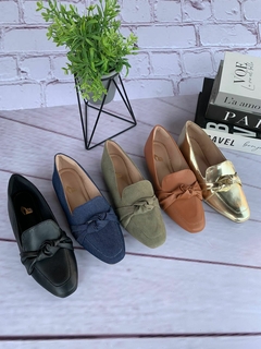 Mocassim Quadrado Dourada com Nó - comprar online