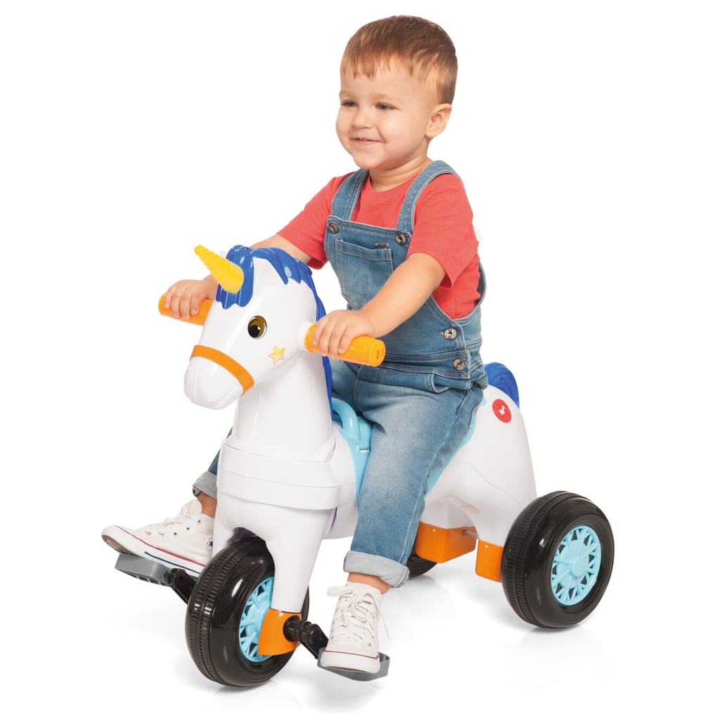 Triciclo Motoca Infantil Passeio Empurrador Pedal Som Azul