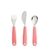 Kit 3 talheres Rosa Munchkin colher, garfo e faca talher