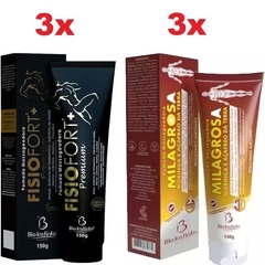 Kit 3 Pomada FisioFort Premium 150g + 3 Pomada Milagrosa - Bio Instinto