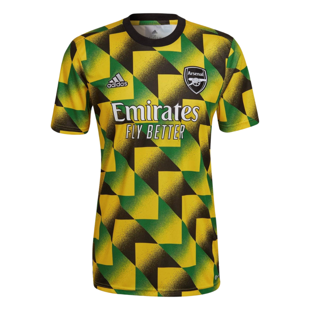 Camisa Arsenal Pré-Jogo 22/23 Torcedor Adidas Masculina - Amarelo, preto e  verde.