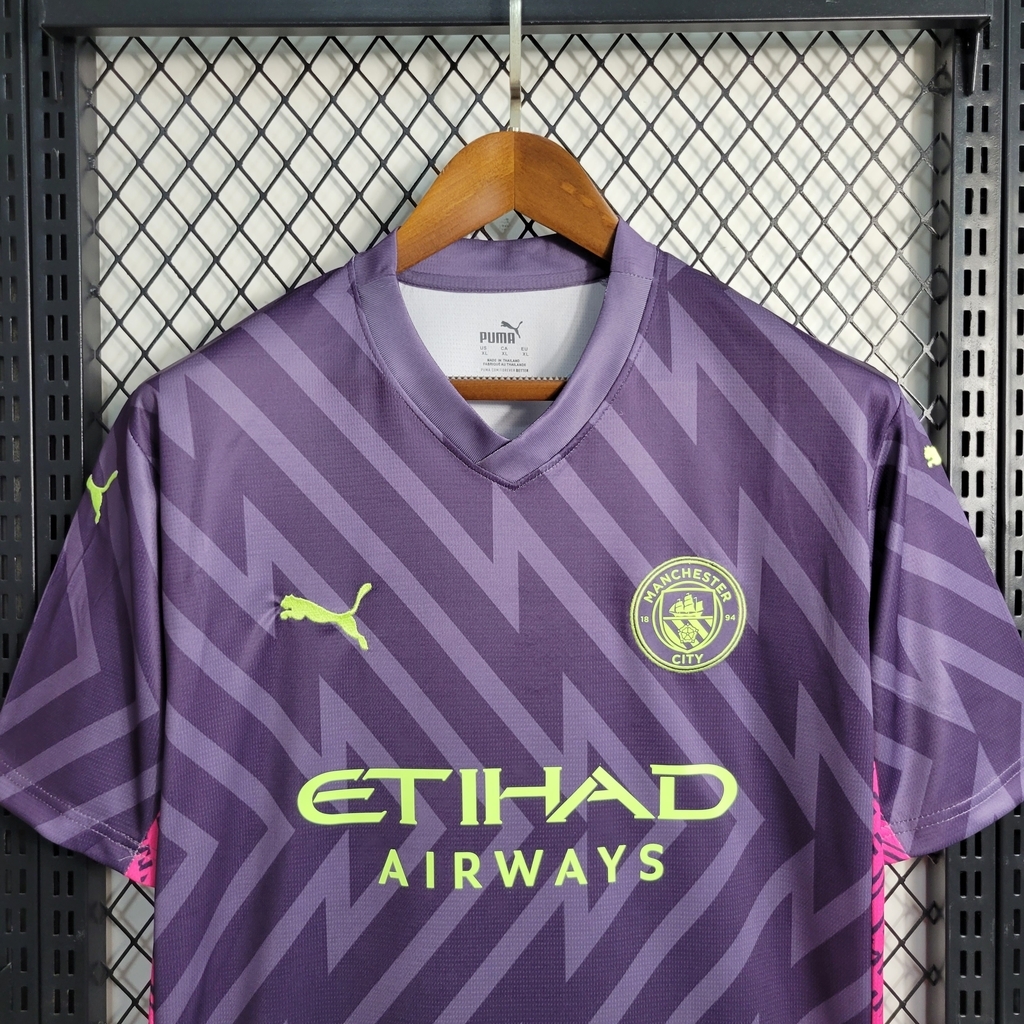 Camisa Manchester City 23/24 AWAY Jogador Masculina, Branco, PUMA