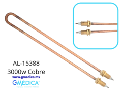 Resistencia en forma de U de 52 cm. de longitud total de cobre 3000w a 220v