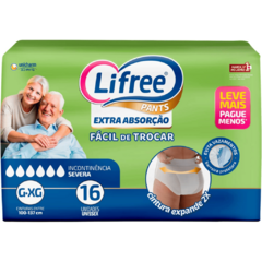 Roupa intima Lifree Fralda-Calça Extra Absorção c/16 unidades tamanho g/xg