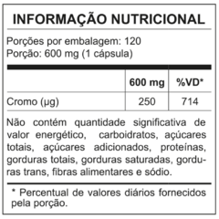 Picolinato de Cromo 250mcg - 120 Cápsulas - Nutrata - comprar online