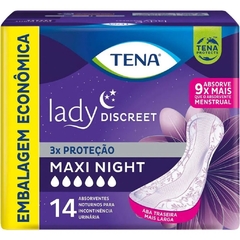 Tena Lady Discreet Maxi Night - Absorvente p/ Incontinência Urinária - Pacote com 14 unds